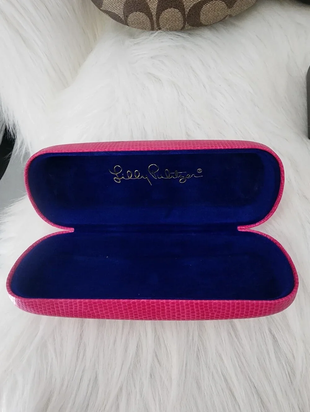 4 Name Brand Sunglass  Cases, Coach Logo, Oliver Peoples, Lilly Pulitzer & .....